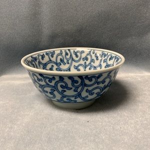 Blue Vintage Asian Blue and White Soup Bowl